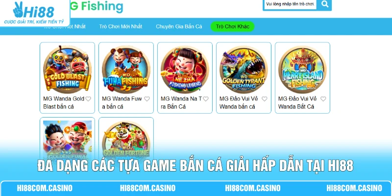 Đa dạng các tựa game bắn cá giải hấp dẫn tại Hi88