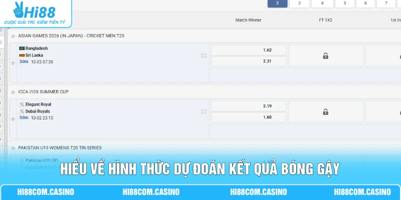 Hiểu về hình thức dự đoán kết quả bóng gậy