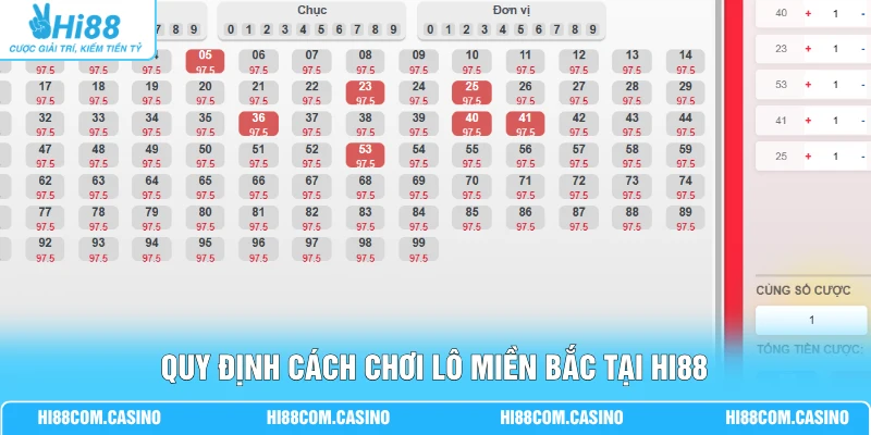 Quy định cách chơi lô miền Bắc tại Hi88