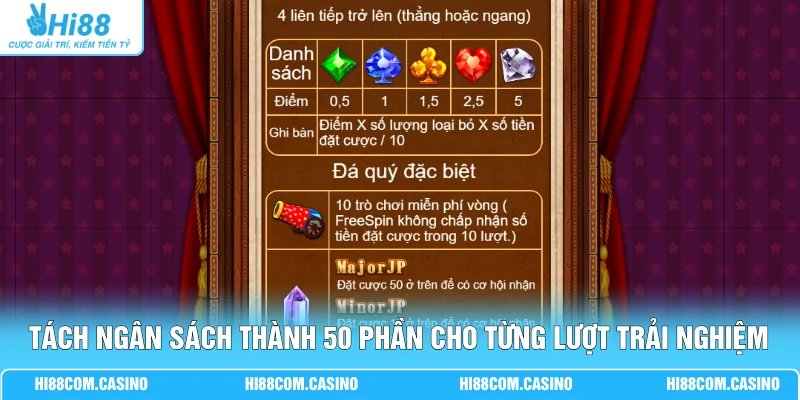 Lễ Hội Đá Quý 4 Bước Săn Kim Cương Nổ Thưởng 250 Triệu 2 Tách ngân sách thành 50 phần cho từng lượt trải nghiệm