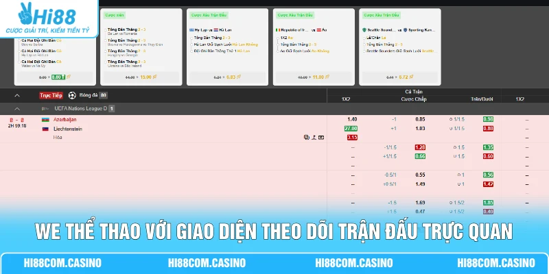 WE thể thao với giao diện theo dõi trận đấu trực quan
